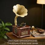 Vintage Bluetooth Gramophone Record Player - Oak Brown