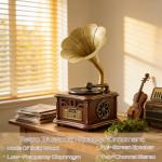Vintage Bluetooth Gramophone Record Player - Oak Brown