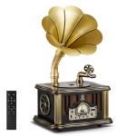 Vintage-Style Bluetooth Gramophone CD Player with Remote