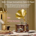 Vintage-Style Bluetooth Gramophone CD Player with Remote