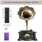 Vintage Bluetooth Gramophone with FM Radio - Green