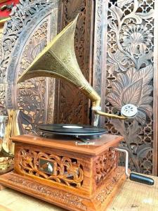 Vintage Wooden Gramophone with Unique Design