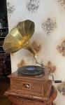 Unique Handmade Wooden Antique Gramophone Phonograph