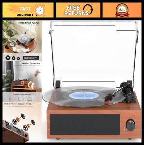 Vintage 3-Speed Gramophone with Built-In Speakers