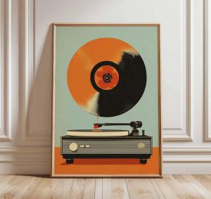 Retro Gramophone Wall Art Canvas Print