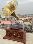 Vintage Brass & Wood Gramophone Phonograph Replica