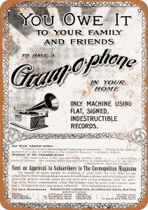 Vintage 1899 Gramophone Machine Metal Sign