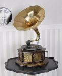 HMV Wind-up Gramophone Player with Brass & Wood