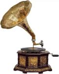 HMV Wind-up Gramophone Player with Brass & Wood