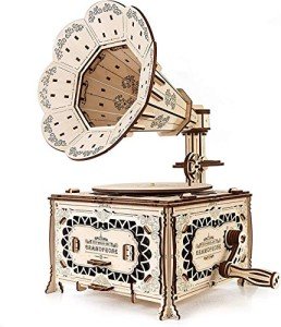 Eco-Friendly 3D Wooden Gramophone Puzzle Model