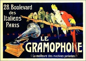 Vintage Paris Gramophone Poster Print - Retro Music