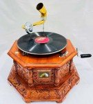 Vintage Floral-Carved Gramophone Record Player