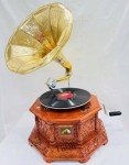 Vintage Floral-Carved Gramophone Record Player