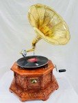 Vintage Floral-Carved Gramophone Record Player