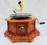 Vintage Floral-Carved Gramophone Record Player
