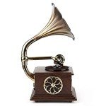 Vintage Style Gramophone Record Player with Copper Horn