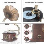 Vintage Style Gramophone Record Player with Copper Horn
