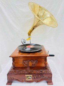 Vintage Floral Carved Replica Gramophone Player