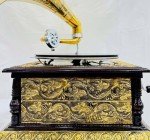 Vintage-Style Gramophone with Floral Carvings
