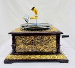Vintage-Style Gramophone with Floral Carvings