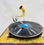 Vintage-Style Gramophone with Floral Carvings