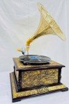 Vintage-Style Gramophone with Floral Carvings