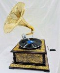 Vintage-Style Gramophone with Floral Carvings