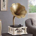 Vintage Horn Gramophone Record Player with USB