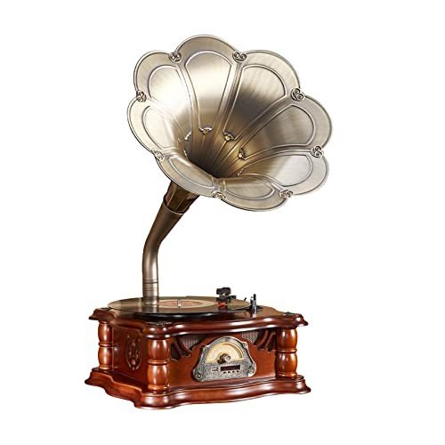 Vintage Wooden Bluetooth Gramophone Record Player