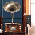 Vintage Wooden Bluetooth Gramophone Record Player