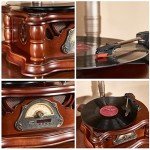 Vintage Wooden Bluetooth Gramophone Record Player