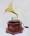 Vintage-Style Gramophone with Floral Carvings