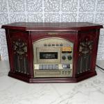 Vintage Mahogany Record Player with Radio and CD