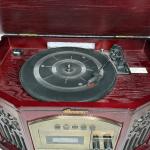 Vintage Mahogany Record Player with Radio and CD