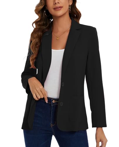 MINTLIMIT Women Jacket Blazer with Buttons Pockets Stylish Comfortable Casual Workwear (Black XL)
