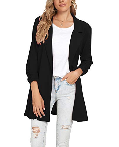 MINTLIMIT Women Lapel Suit Jacket Casual Long Sleeve Blazer Work Office Black X-Large
