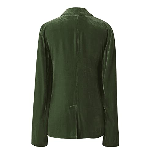MINTLIMIT Women Slim Fit Long Sleeve Blazer Jackets Casual Formal Work Office Notched Lapel Velvet Blazer Coat (Dark Green,S)