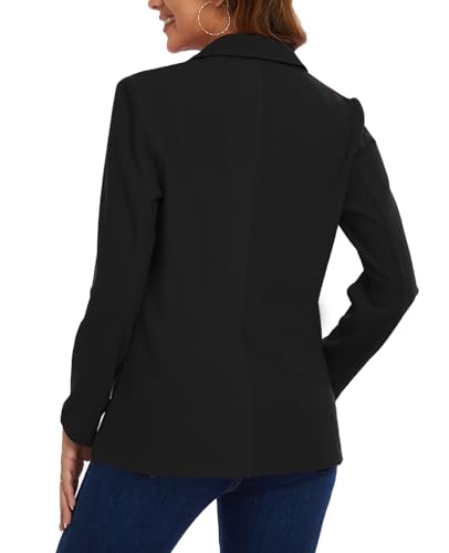 MINTLIMIT Women Jacket Blazer with Buttons Pockets Stylish Comfortable Casual Workwear (Black XL)