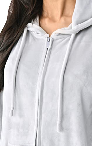 M17 Women's Sleepdown Ladies Velour Tracksuit 2 Piece Top and Joggers Soft Cosy, Grey, M