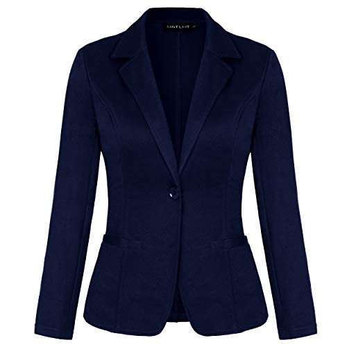MINTLIMIT Women Casual Work Office Blazer Jacket with Pockets(Navy Blue S)