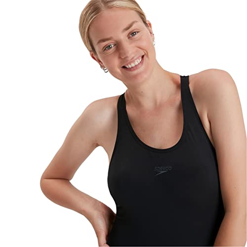 Speedo Women's ECO Endurance+ Power Cross Back Swimsuit, Comfortable, Stylish Design, Extra Flexibility, Black, 30