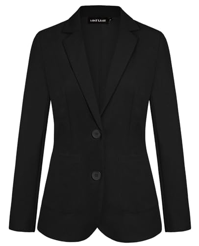 MINTLIMIT Women Jacket Blazer with Buttons Pockets Stylish Comfortable Casual Workwear (Black XL)