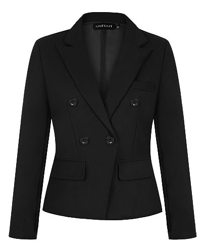 MINTLIMIT Cropped Blazer for Women Long Sleeve Classic Jacket Tailored Casual Size 12 14 (B-Black M)