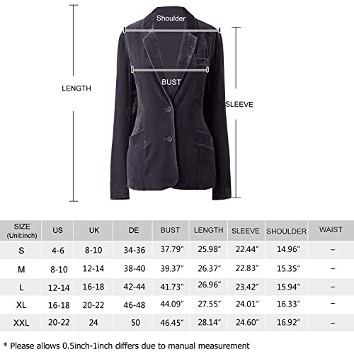 MINTLIMIT Women Slim Fit Long Sleeve Blazer Jackets Casual Formal Work Office Notched Lapel Velvet Blazer Coat (Dark Green,S)