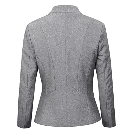 YYNUDA Women's Suit 2 Piece Slim Fit One Button Blazer Jacket Office Work Trouser Suits Skirt Suits, L, Light Grey 1