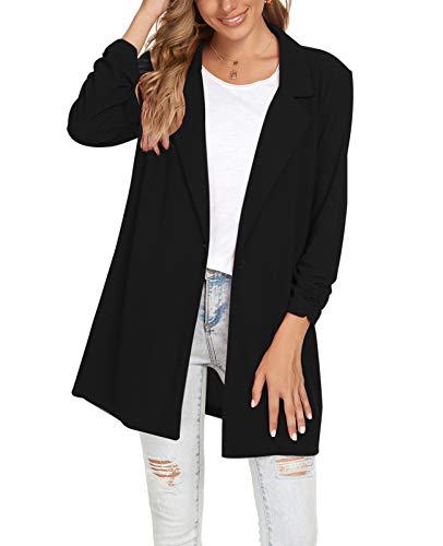 MINTLIMIT Women Lapel Suit Jacket Casual Long Sleeve Blazer Work Office Black X-Large