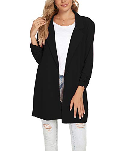 MINTLIMIT Women Lapel Suit Jacket Casual Long Sleeve Blazer Work Office Black X-Large