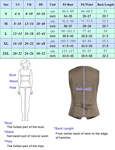 Belle Poque Business Style Suit Vest for Women Lapel Collar U-Neck Classic Stripes Waistcoats Black White Stripes BP0613-02 L