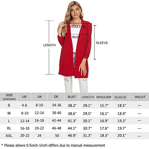 MINTLIMIT Women Lapel Suit Jacket Casual Long Sleeve Blazer Work Office Black X-Large