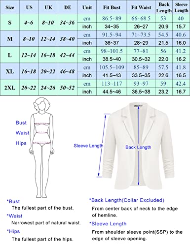 GRACE KARIN Women Lapel Collar Blazer Jacket Ruched Sleeve Open Front Cropped Cardigan Dark Pink L